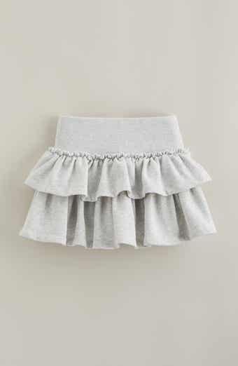 Kids' Tiered Cotton Blend Fleece Skort