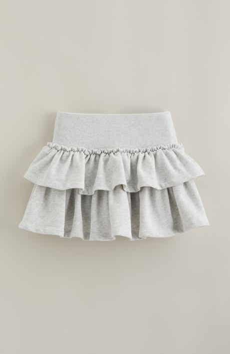 Kids' Tiered Cotton Blend Fleece Skort