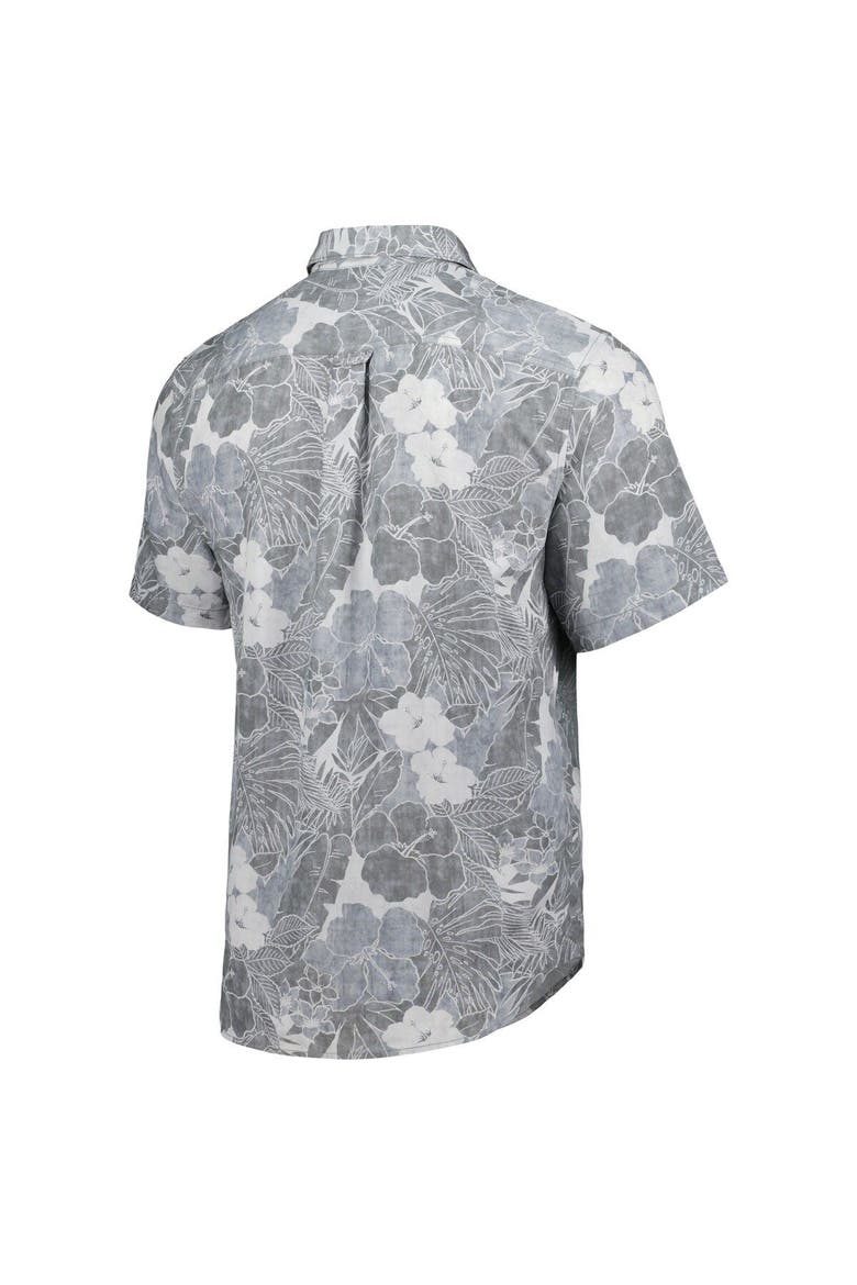 Men's Tommy Bahama Gray Green Bay Packers Coconut Point Playa Floral Camp IslandZone Button-Up Shirt, Alternate, color, Gray