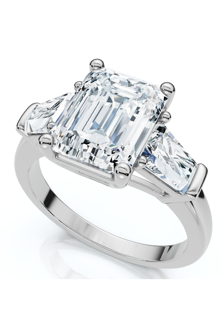 Certified 4Ct Randi Emerald Diamond Engagement Ring 14k Gold or PT Lab Grown, Alternate, color, 14k White Gold