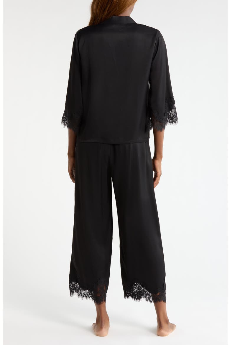 Midnight Lace Satin Pajamas, Alternate, color, BLACK