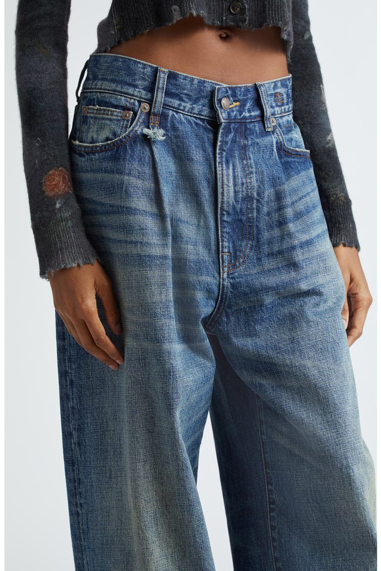 Wayne Distressed Pleated Wide Leg Jeans, Alternate, color, DAWSON BLUE