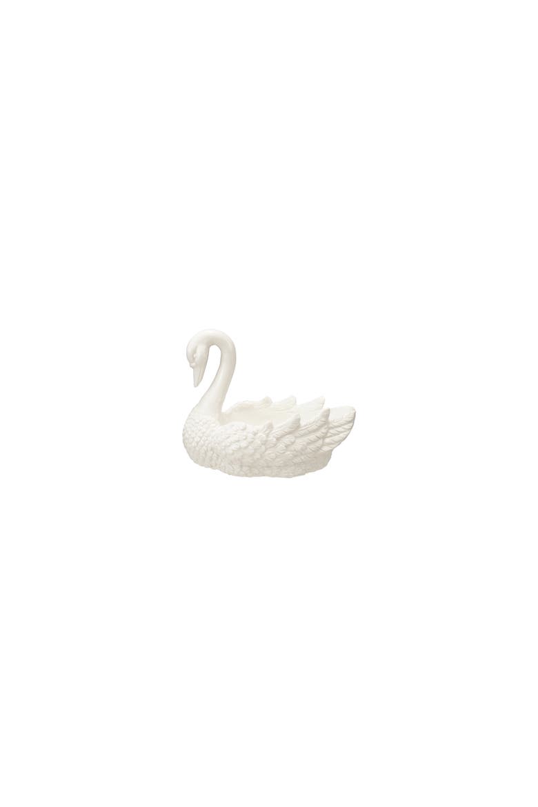 White Stoneware Swan Silhouette Dish, Main, color, White