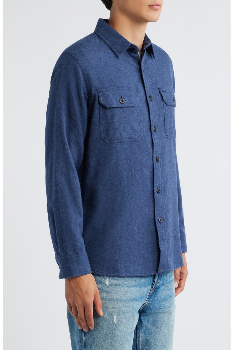 Burnside Solid Flannel Button-Up Shirt, Alternate, color, NAVY HEATHER