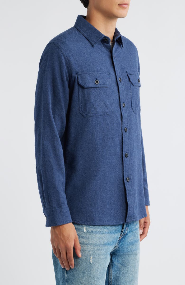 Pendleton Burnside Solid Flannel Button-Up Shirt, Alternate, color, Navy Heather
