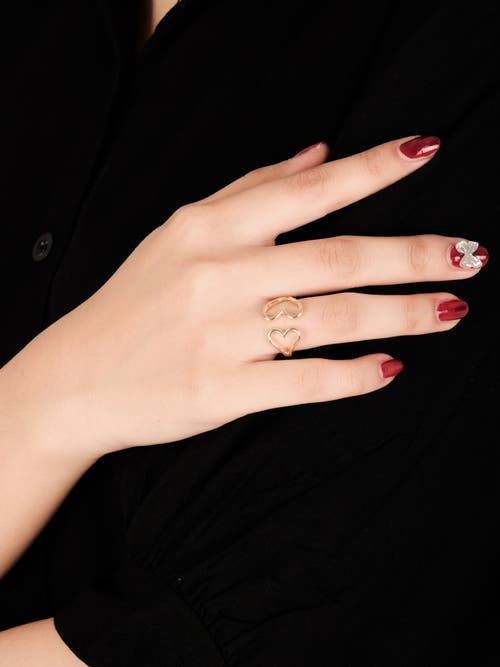 Devata Couple Heart Ring In Gold
