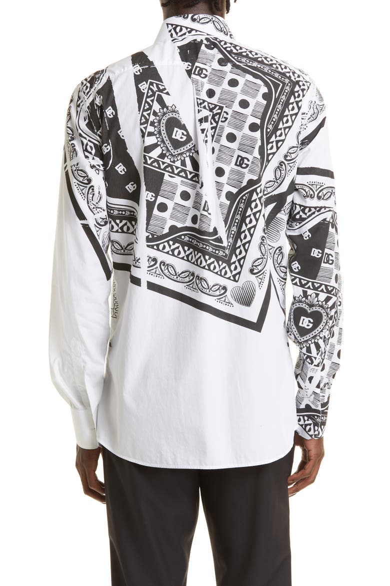 Martini Fit Bandana Print Cotton Button-Up Shirt, Alternate, color, OPTICAL WHITE