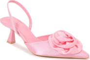BERNESS Camellia Satin Rose Slingback Kitten Heel Pump