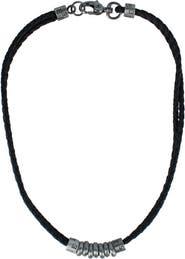 Trafalgar DaVinci Vegan Leather Metal Bead and Ring Necklace