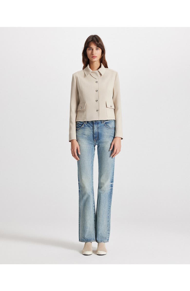 THEO The Label Daphne Collar-Tab Military Jacket, Alternate, color, Stone