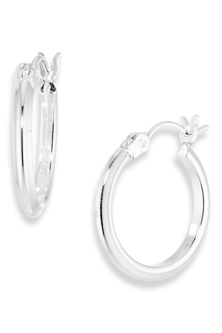 Small Knife Edge Hoop Earrings, Main, color, SILVER