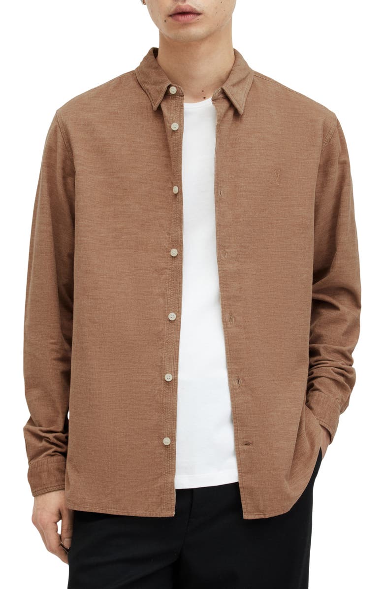AllSaints Lorella Cotton Button-Up Shirt, Main, color,