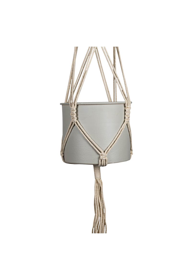 Hanging Cylinder Pot Gray Metal & Rope, Alternate, color, Gray