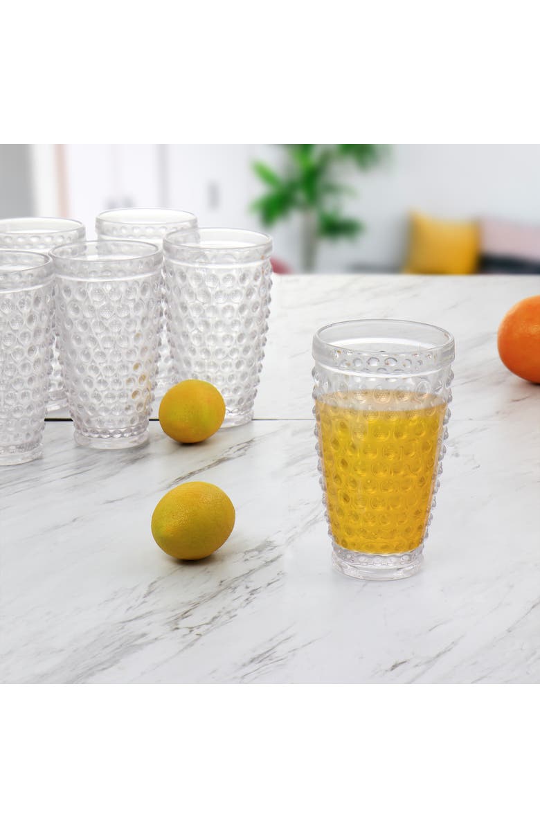 MARTHA STEWART 6 Piece Hobnail Handmade Glass Tumbler Set, Alternate, color, Clear