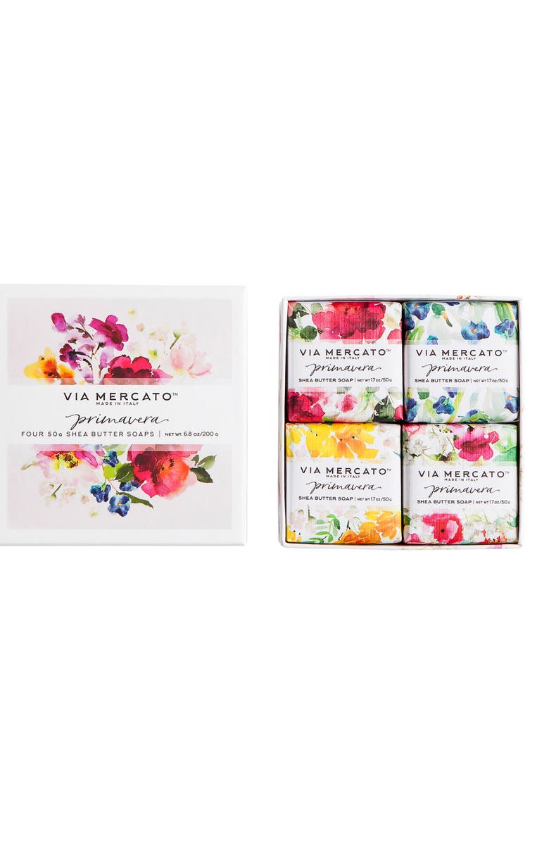 EUROPEAN SOAPS Via Mercato<sup>™</sup> Primavera Spring Flowers 4-Piece Soap Set, Main, color,