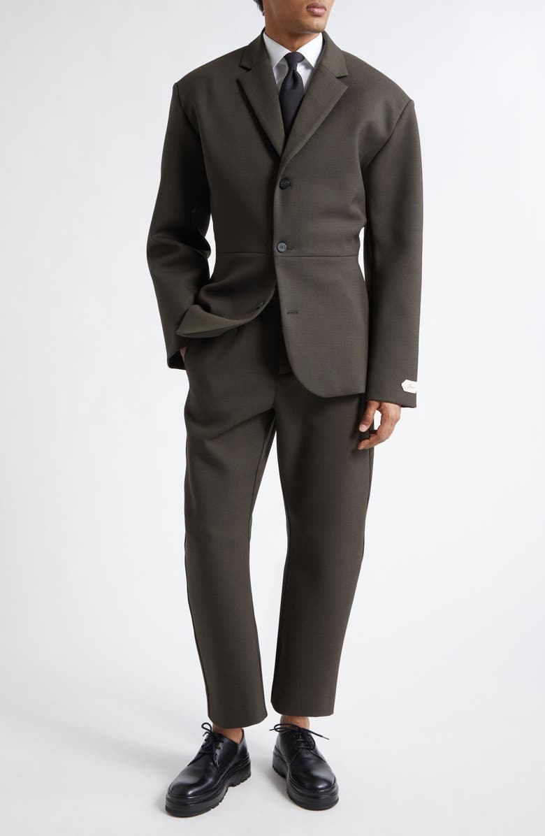 Jacquemus La Veste Gardian Peplum Sport Coat, Alternate, color, Dark Khaki