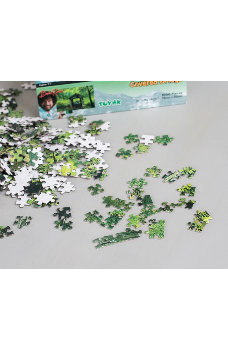 Toynk Bob Ross Covered Bridge Nature Puzzle | 1000 Piece Jigsaw Puzzle, Alternate, color, Green