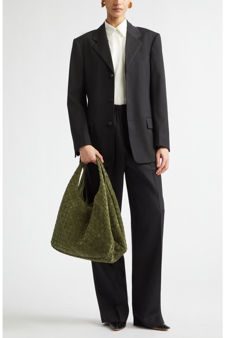 Oversize Wool Grain de Poudre Jacket, Alternate, color, 1010 DOUBLE BLACK