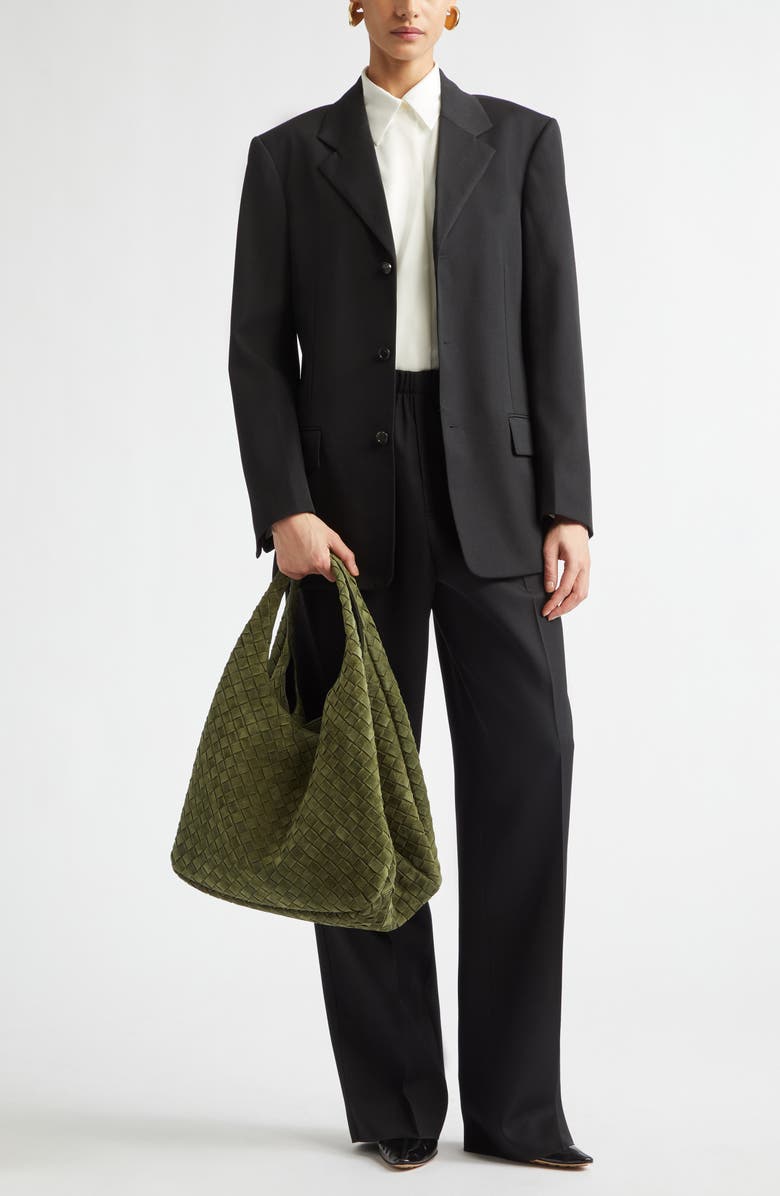 Bottega Veneta Wool Grain de Poudre Wide Leg Pants, Alternate, color, 1010 Double Black
