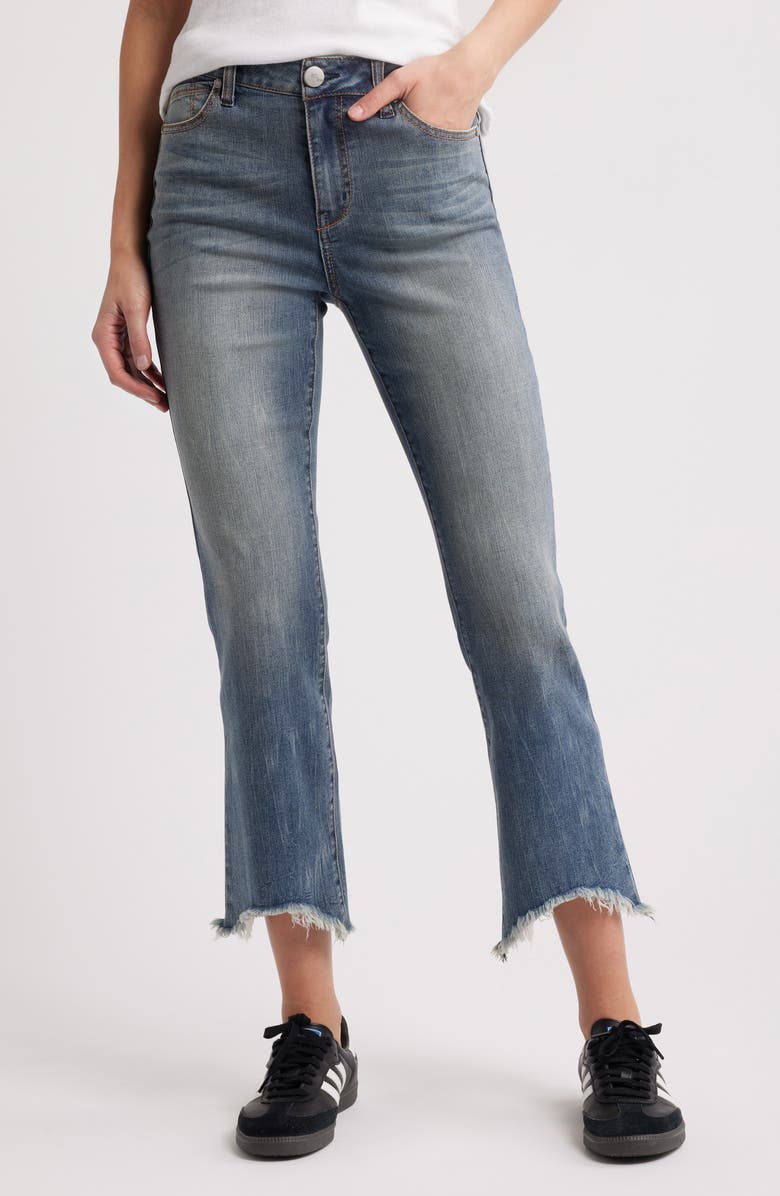 1822 Denim High Waist Raw Hem Bootcut Jeans, Main, color, 