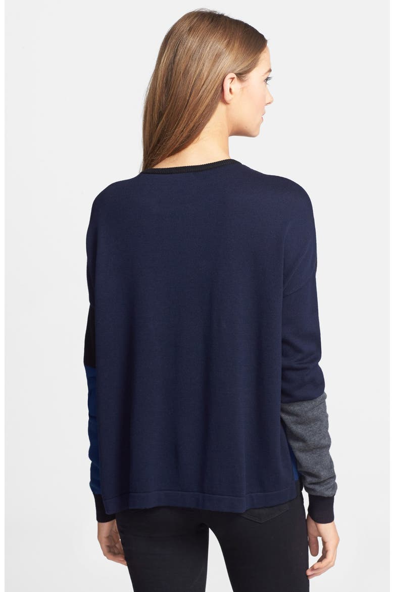 Colorblock Oversize Sweater, Alternate, color, RICH BLACK