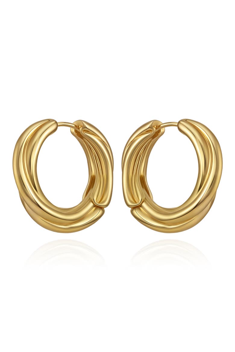 Ridged Huggie Hoop Earrings, Main, color, GOLD TONE