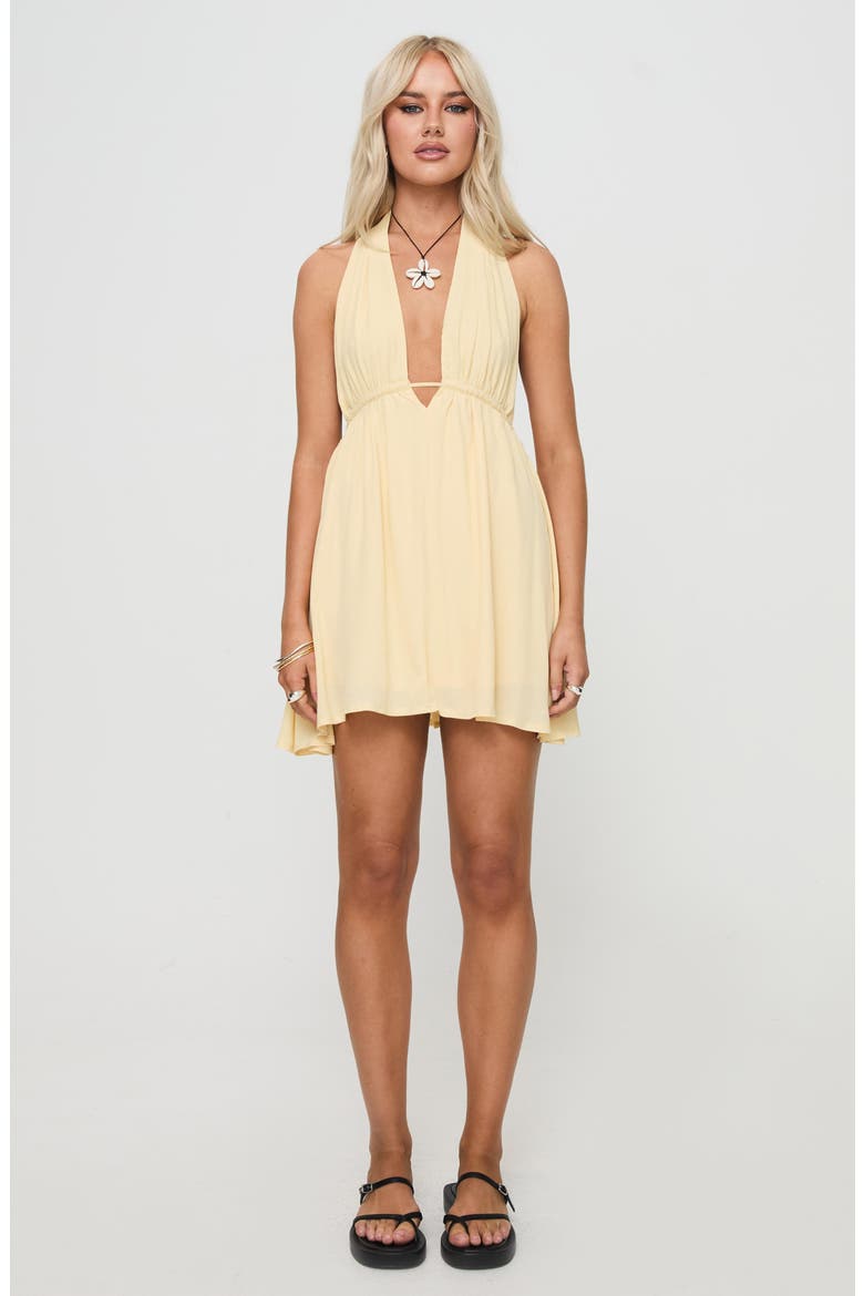 Saddler Halter Minidress, Alternate, color, YELLOW