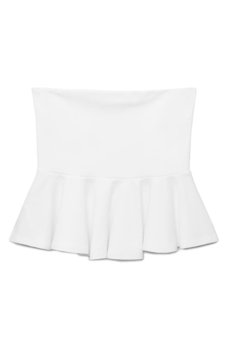MANGO Bandeau Peplum Top, Alternate, color, White