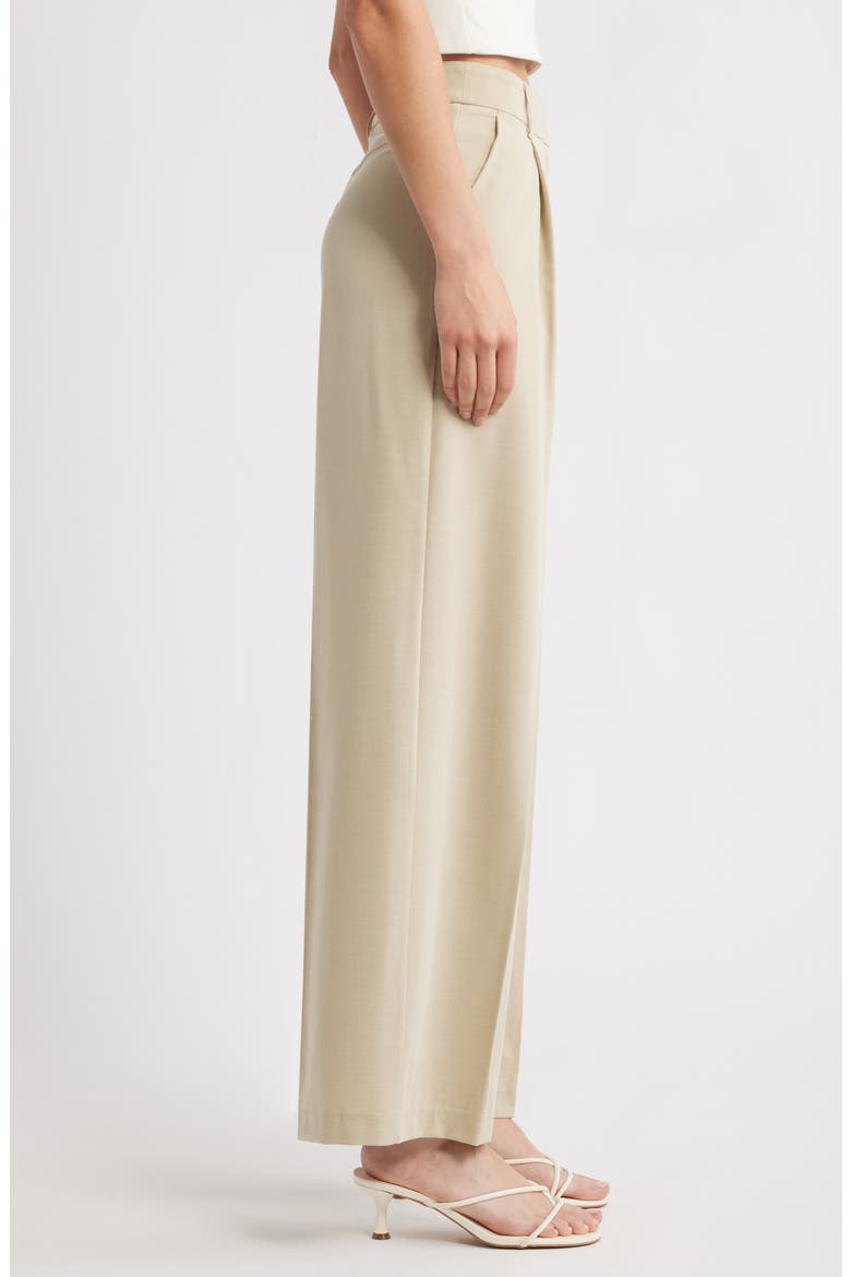 Pleated High Waist Wide Leg Trousers, Alternate, color, BEIGE