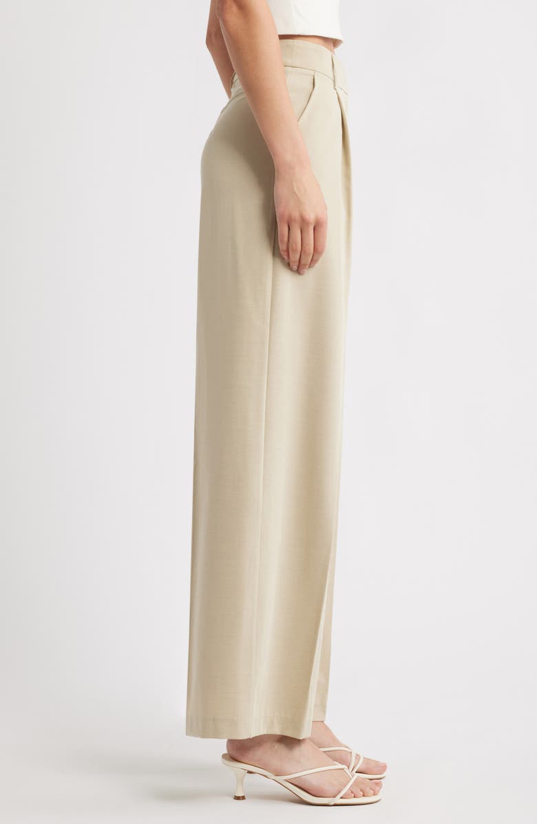 Topshop Pleated High Waist Wide Leg Trousers, Alternate, color, Beige