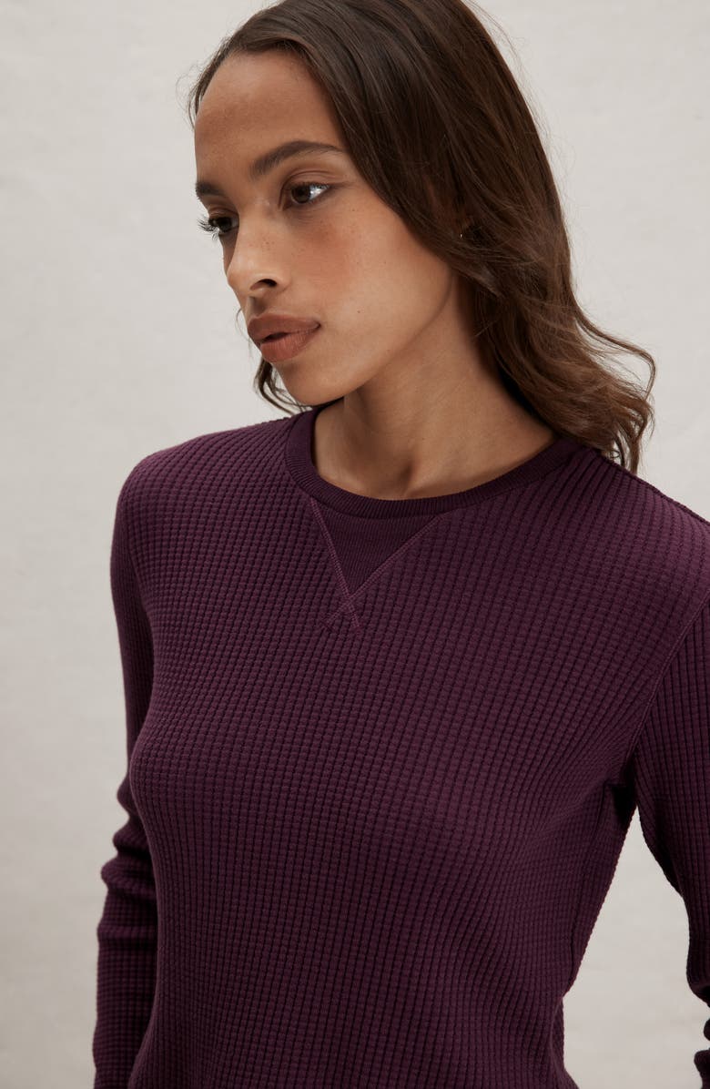Lunya Waffle Soft Crewneck Top, Alternate, color, Vintage Merlot