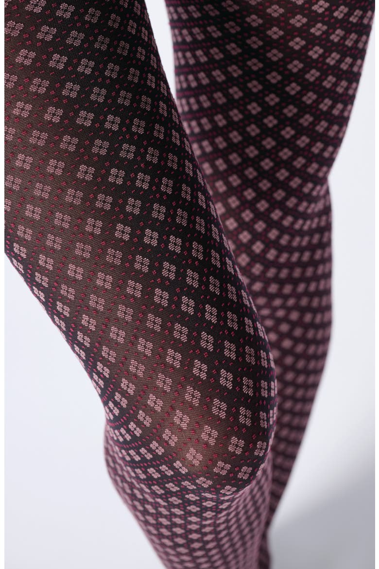 Tie Pattern Tights, Alternate, color, BLACK/ ROSE