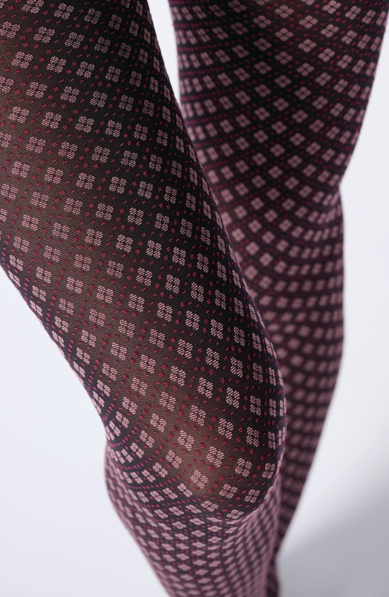 Oroblu Tie Pattern Tights, Alternate, color, Black/ Rose