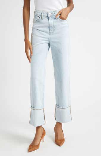 Veronica Beard Dylan Cuffed High Waist Relaxed Straight Leg Jeans