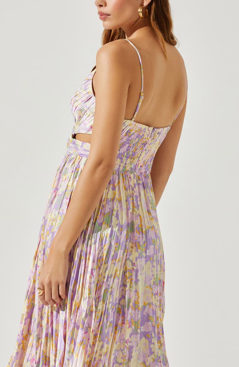 ASTR the Label Floral Plissé Crossover Cutout Midi Dress, Alternate, color, 