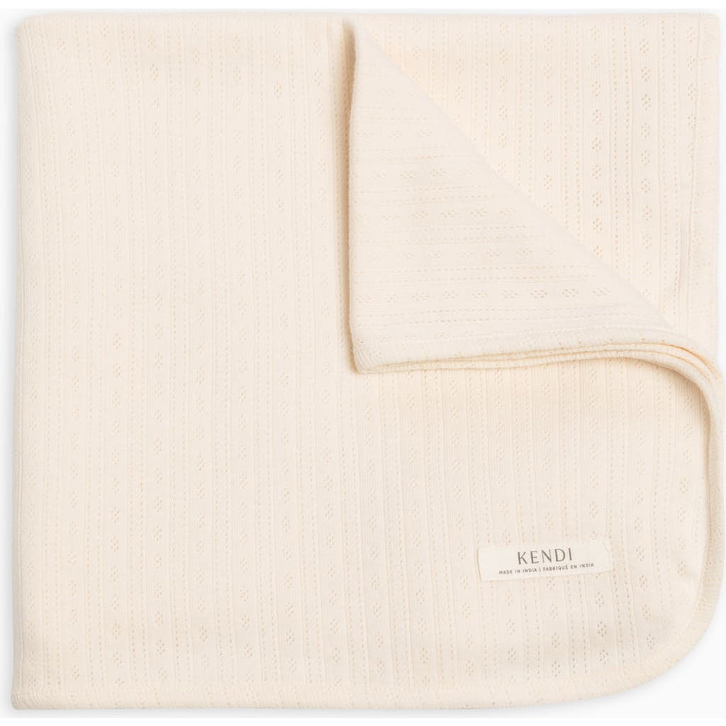Kendi Pointelle Swaddle Blanket In Neutral