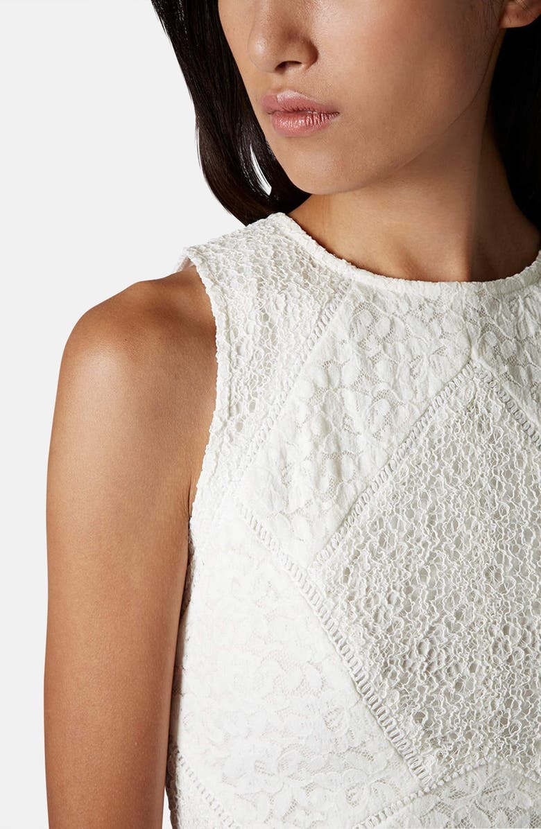 Topshop Mixed Lace Body-Con Dress, Alternate, color, 
