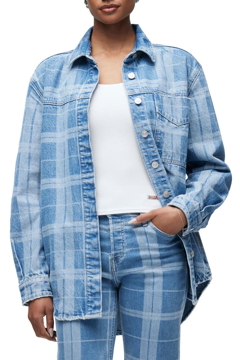 Oversize Plaid Denim Shacket, Main, color, RIGID PLAID