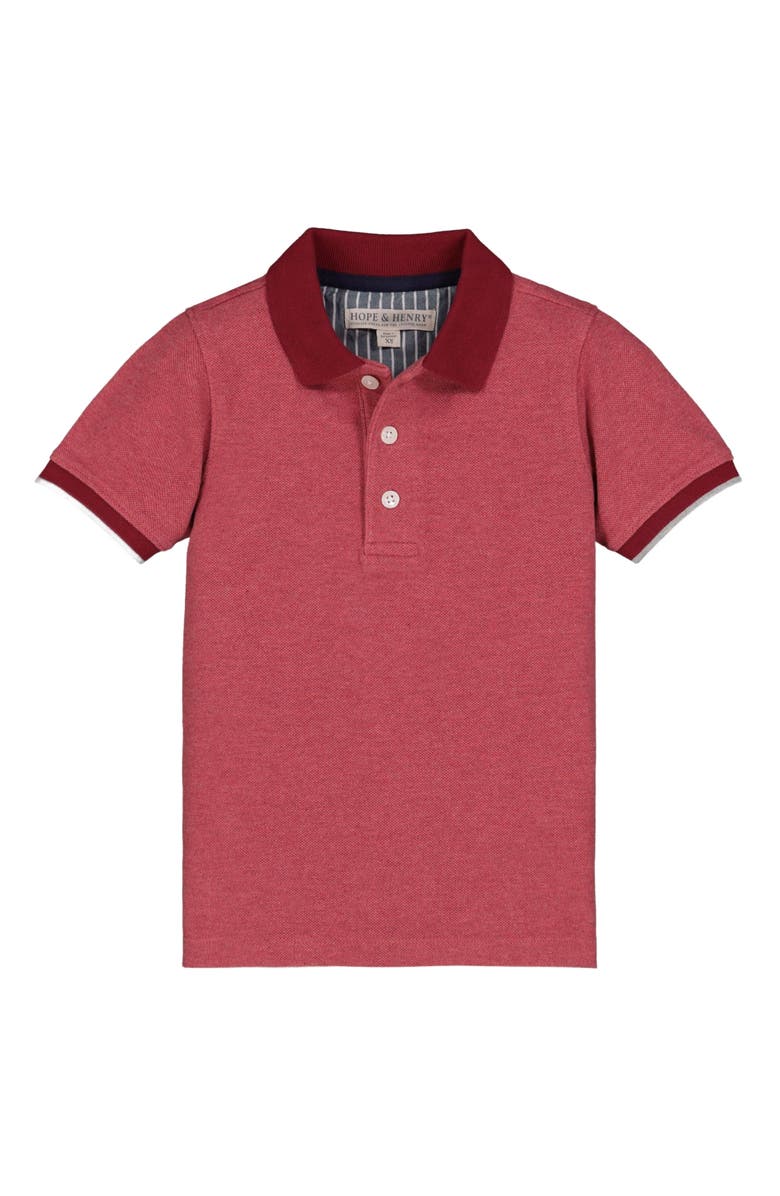 Hope & Henry Baby Boys' Organic Pique Polo, Infant, Main, color, Dark Red Heather