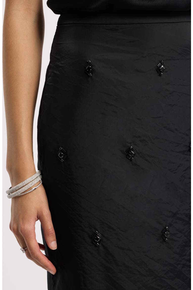 Embellished Column Midi Skirt, Alternate, color, BLACK