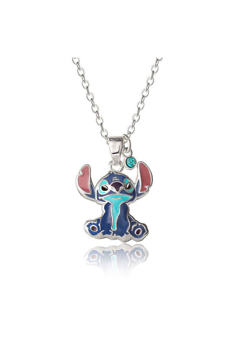 Blue Crystal Sitting Stitch Pendant, Main, color, Blue, silver