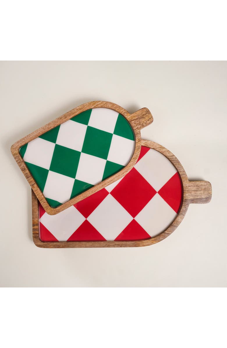 Zsa Zsa Zsu Lakri Mango Wood Serving Board 16X9 In, Alternate, color, Red