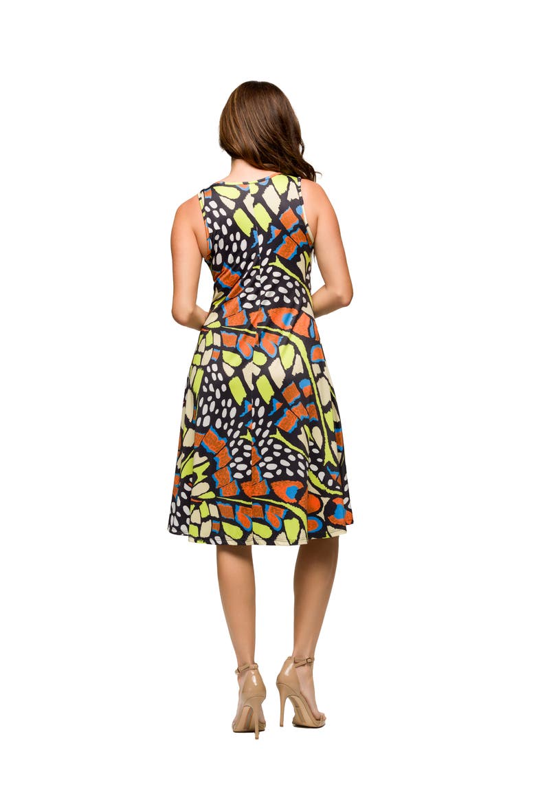 Maternity Butterfly Print Sleeveless Knee Length Tank Swing Dress, Alternate, color, Orange Multi