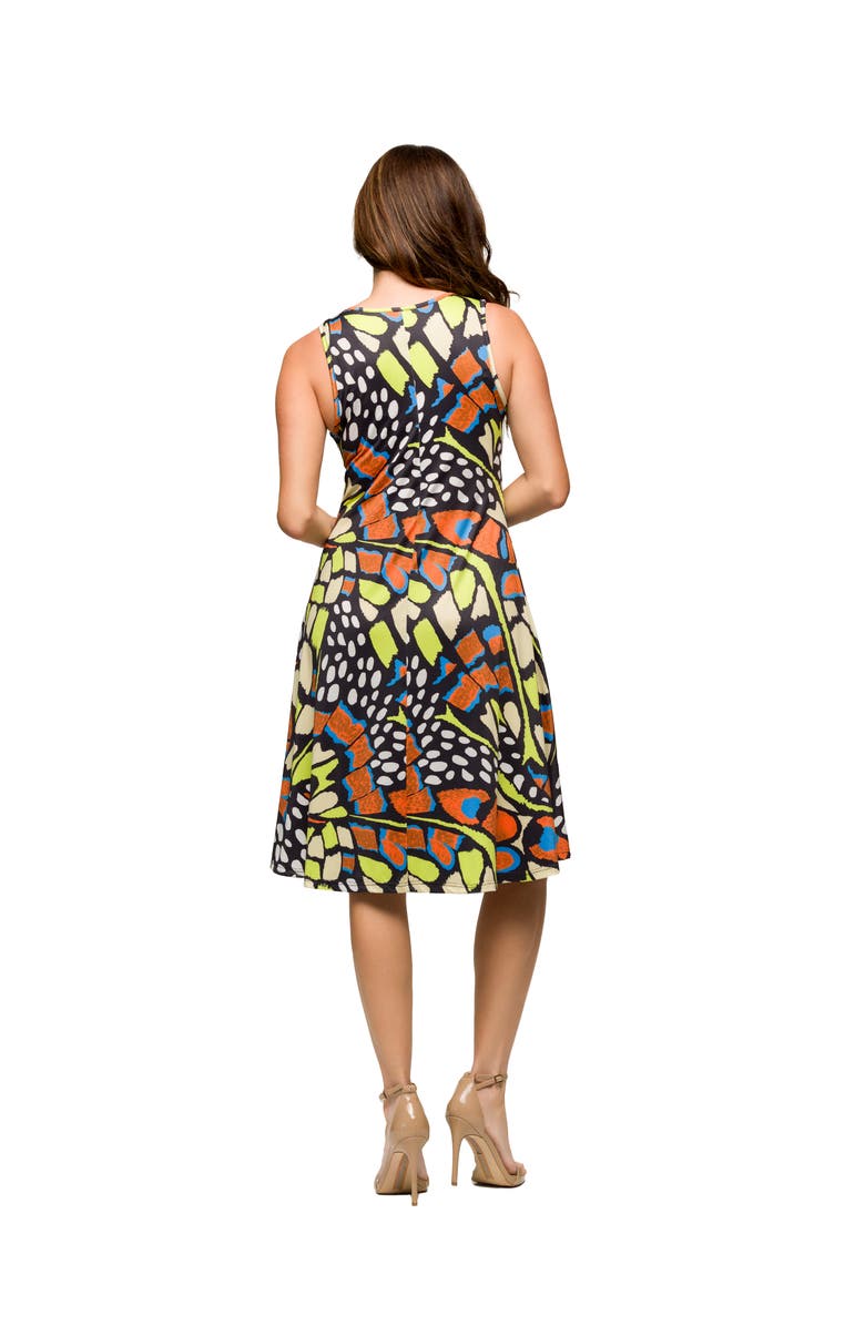 24seven Comfort Apparel Maternity Butterfly Print Sleeveless Knee Length Tank Swing Dress, Alternate, color, Orange Multi
