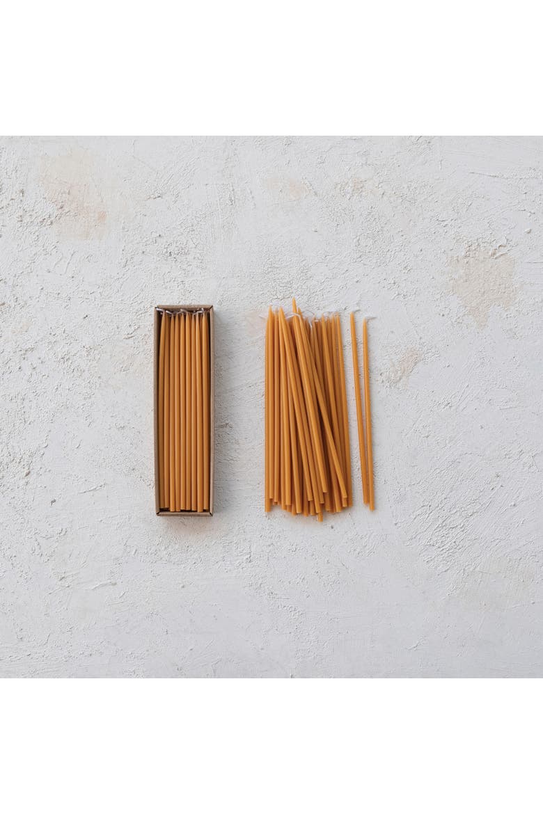 36-Piece Unscented Thin Taper Candles in Box, Camel, Alternate, color, Tan
