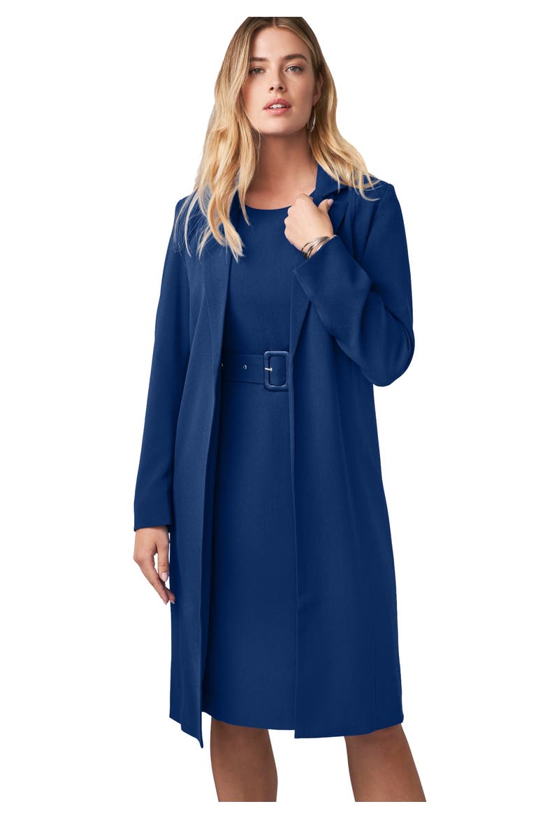 Belted Jacket Dress, Main, color, EVENING BLUE