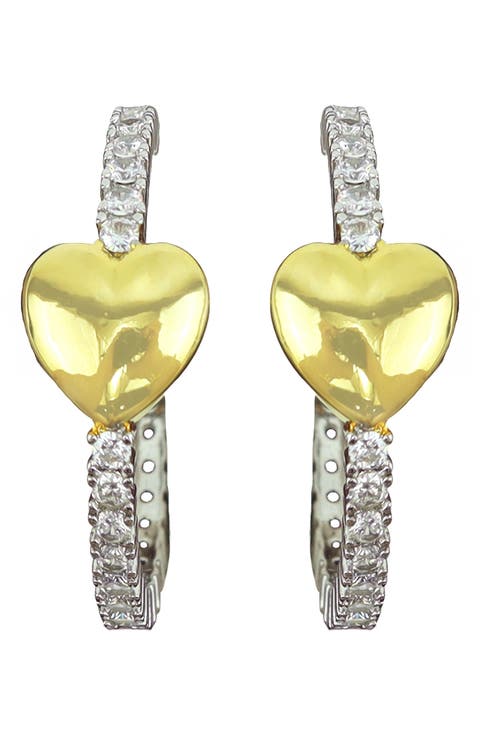 Crystal & Heart Hoop Earrings