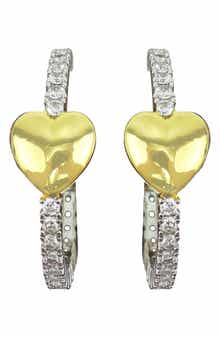 Panacea Crystal & Heart Hoop Earrings
