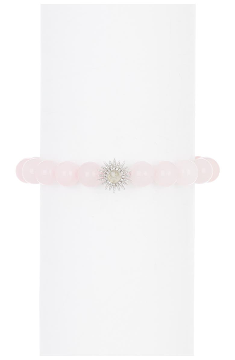 Anzie Sterling Silver Milly Topaz Charm Rose Quartz Beaded Bracelet, Main, color, 