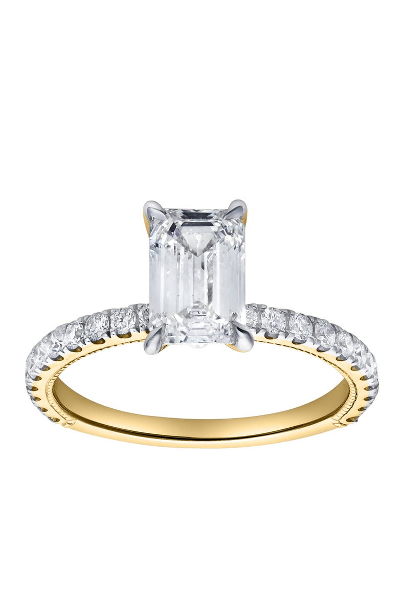 LuvMyJewelry Kiara 14K Gold Emerald Cut Lab Grown Diamond Engagement Ring - 2 ct, Main, color, 14K Yellow Gold